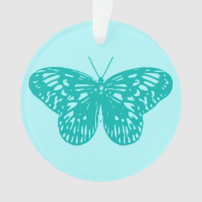Ornamento Esboço da borboleta, aqua e turquesa (Frente)