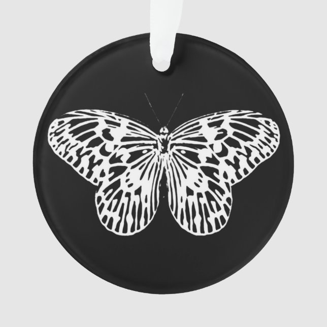 Ornamento Esboço da borboleta, branco e preto (Frente)