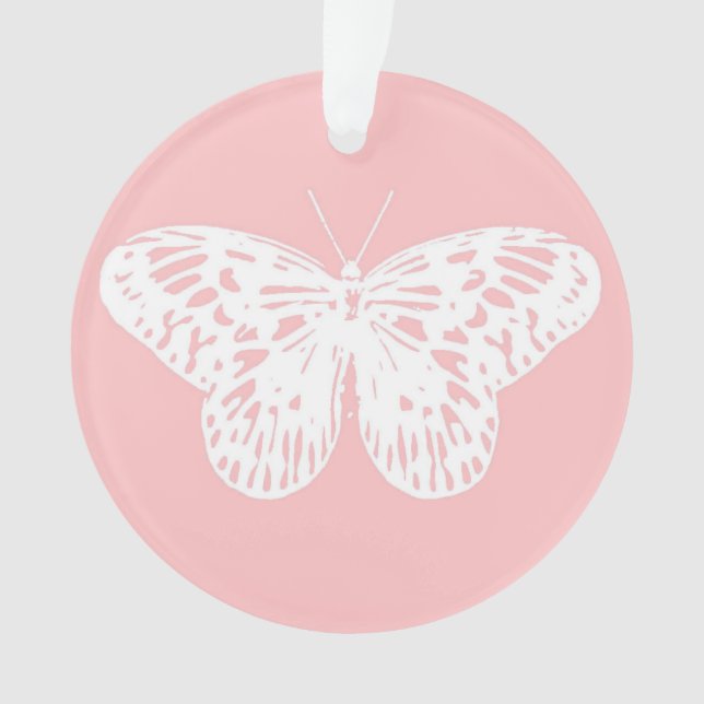 Ornamento Esboço da borboleta, rosa-casca e branco (Frente)