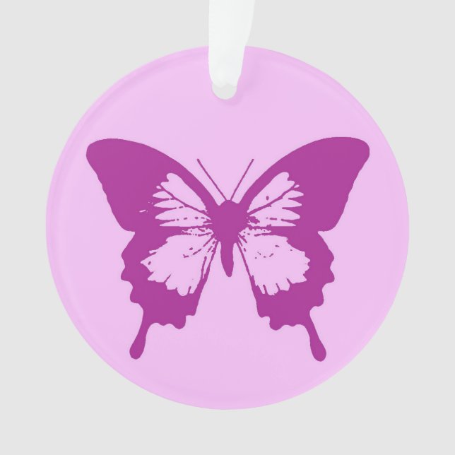 Ornamento Esboço da borboleta, rosa-gelo e roxo ametista (Frente)