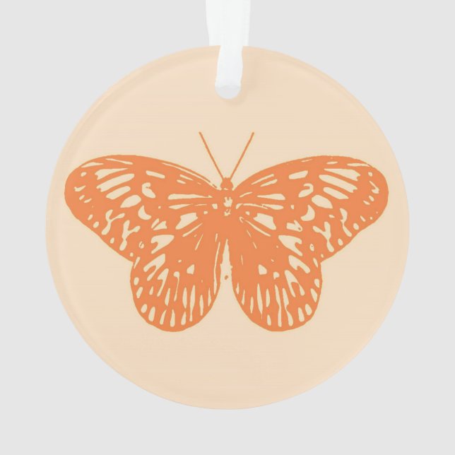Ornamento Esboço de borboleta, laranja coral (Verso)