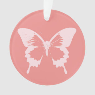 Ornamento Esboço de borboleta, rosa coral