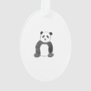 Ornamento Esboço preto e branco do panda