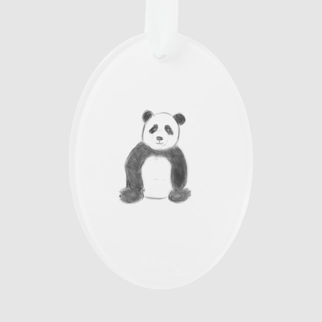Ornamento Esboço preto e branco do panda (Verso)
