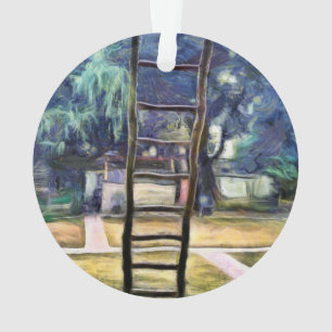 Ornamento Escada sustentada acima contra a parede