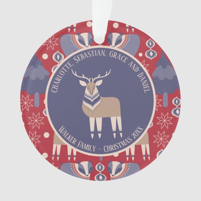 Ornamento Escandinavo Nórdico Personalizado do Natal (Frente)