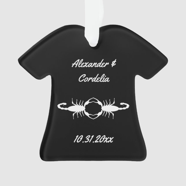 Ornamento Escorpiões Casamento Branco Gótico Personalizado (Frente)