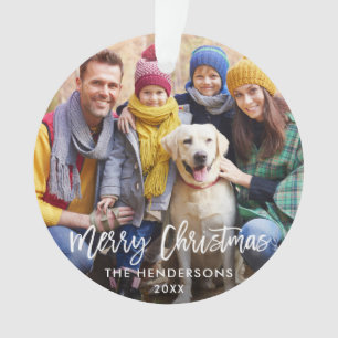 Ornamento Escoteiro Feliz Foto de Natal Vermelho