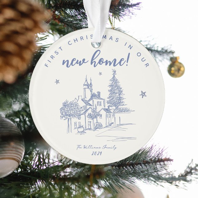 Ornamento Escribble Whimsical 1rua Natal em nossa nova casa (Criador carregado)