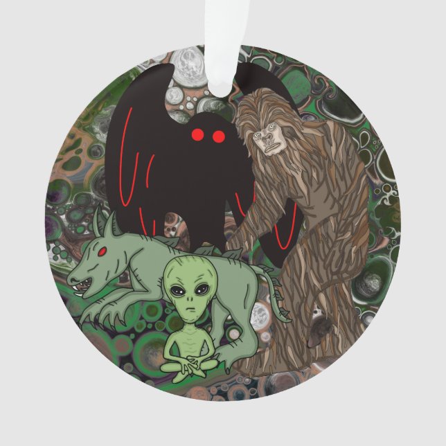 Ornamento Espinho Grande Criptid, Alienígena, Chupacabra, Ho (Frente)