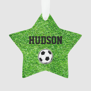 Ornamento Esportes verdes em campo com nome de jogador de fu