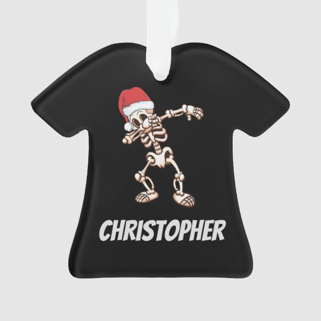Ornamento Esqueleto personalizado de Dabbing Santa Hat (Frente)