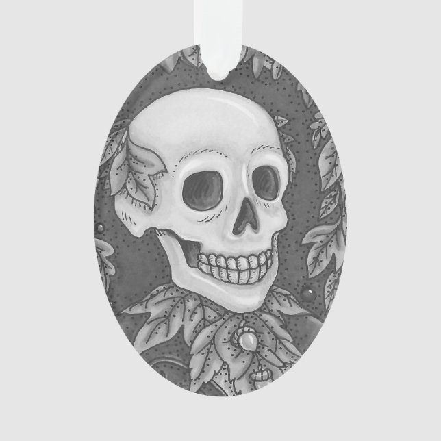 Ornamento ESQUELETON PORTRAIT GOTHIC SKULL ORNAMENT Oval (Frente)