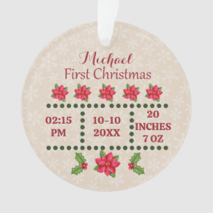 Ornamento Estatísticas de nascimento de novo bebê Natal, Anú