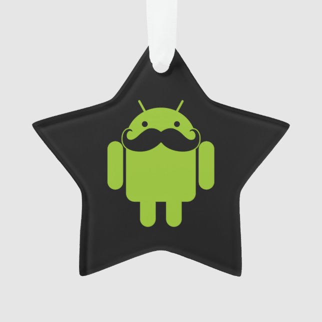 Ornamento Estilo do bigode do robô do Android no preto (Frente)