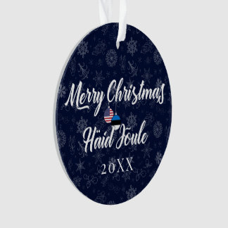 Ornamento Estoniano Americano Com Ano Personalizado Bilíngue