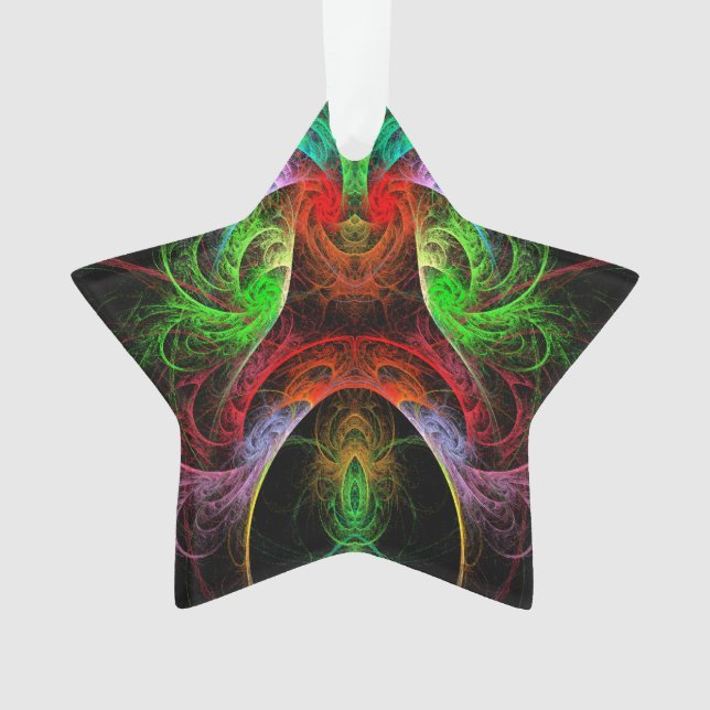 Ornamento Estrela Acrílica de Abstrato de Arte Carnaval (Frente)