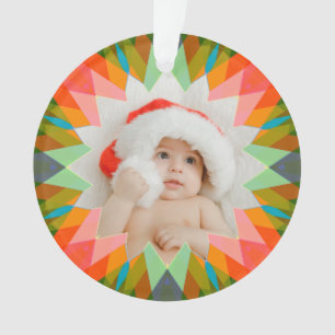 Ornamento Estrela de Natal Personalizada Rosa Verde Presente