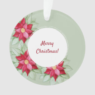 Ornamento Estrela de Natal Poinsettia Vermelha Aquarela