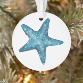 Ornamento Estrela-do-mar Azul Aquarela Náutica