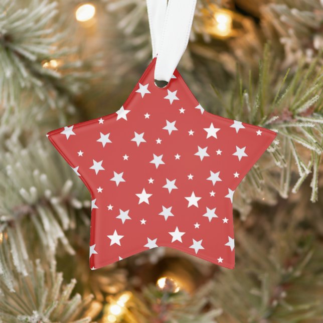 Ornamento Estrelas Brancas em Férias de Natal Vermelhas (Árvore)