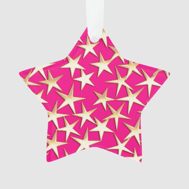 Ornamento Estrelas Douradas de cor-de-rosa fuchsia (Frente)