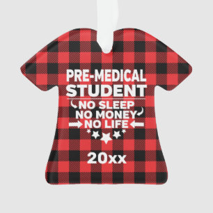 Ornamento Estudantes Pré-Médicos Sem Sono Xadrez Vermelho
