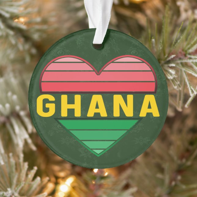 Ornamento Eu Amo Gana, Coração Gana (Árvore)