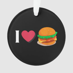 Ornamento Eu Amo Hambúrguer Cheeseburger Alimentação Não Sau