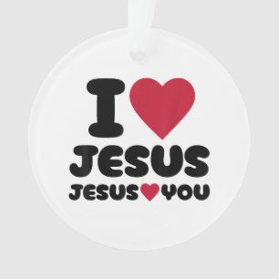 Ornamento Eu amo Jesus e Jesus te ama cristão