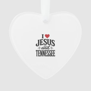 Ornamento Eu Amo Jesus e Tennessee Vintage Desenho Cristão