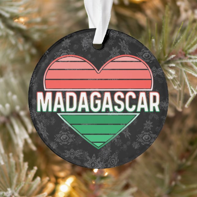 Ornamento Eu amo Madagascar, coração malgaxe (Árvore)