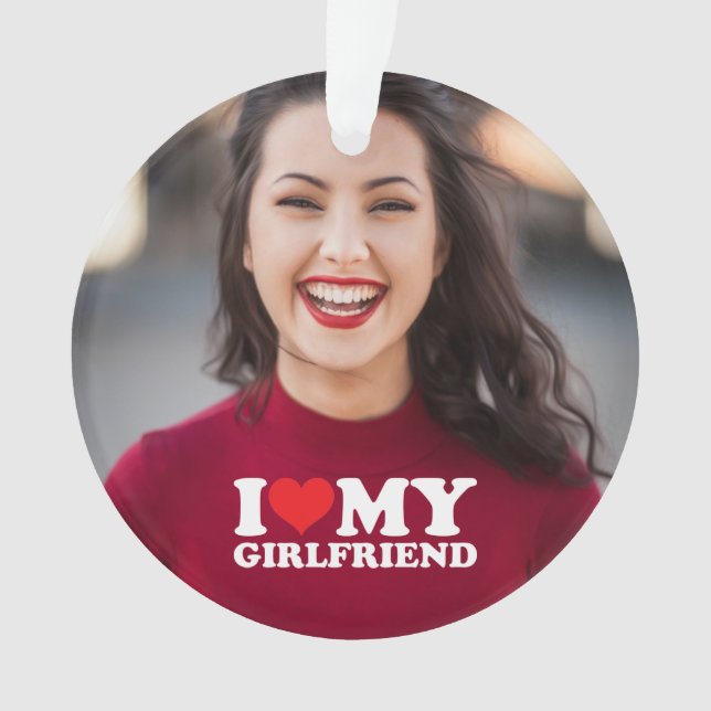 Ornamento Eu Amo Minha Foto Personalizada De Namorada (Frente)