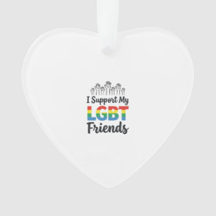 Ornamento Eu Apoio Meus Amigos LGBT Orgulho Arco-Íris Vetor