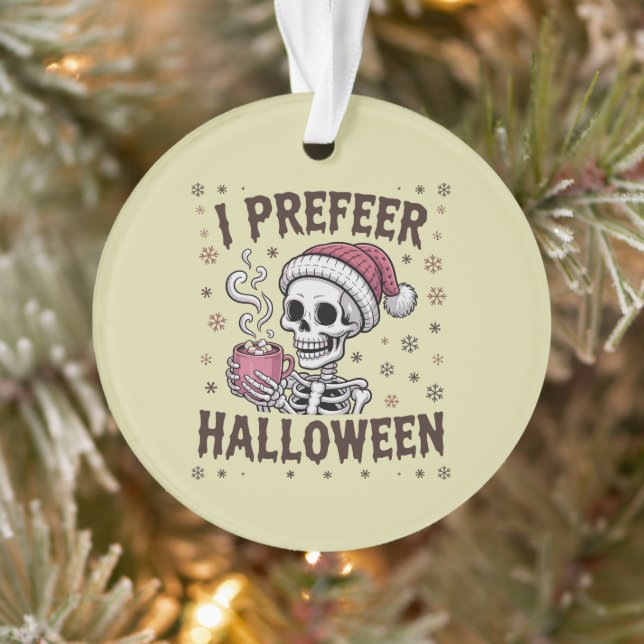 Ornamento Eu Prefiro o Halloween Esqueleto Gótico de Natal A (Árvore)