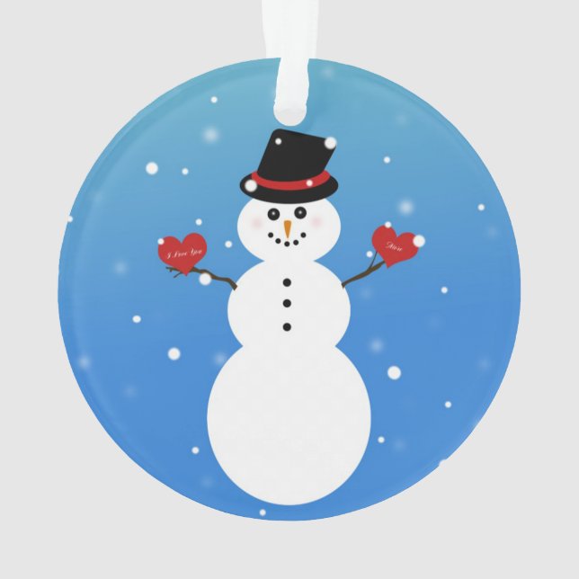 Ornamento Eu te amo mais boneco de neve (Verso)