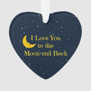 Ornamento Eu te amo na lua e nas costas, homem na lua
