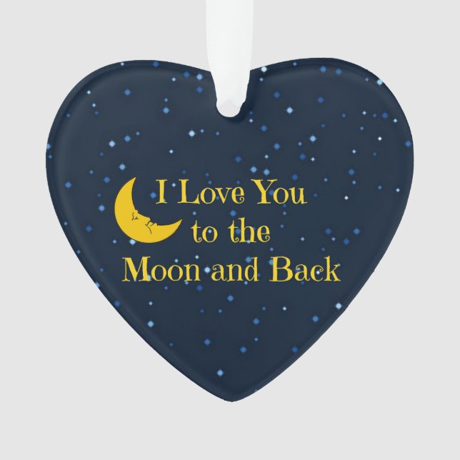 Ornamento Eu te amo na lua e nas costas, homem na lua (Frente)