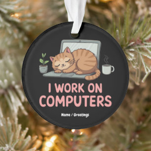 Ornamento Eu Trabalho Em Computadores Gatos Engraçados Compu