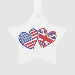 Ornamento EUA e corações BRITÂNICOS da bandeira