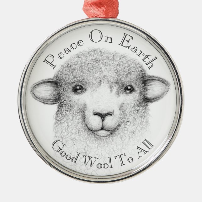 Ornamento Ewe Abençoado - Romney Lamb (Frente)