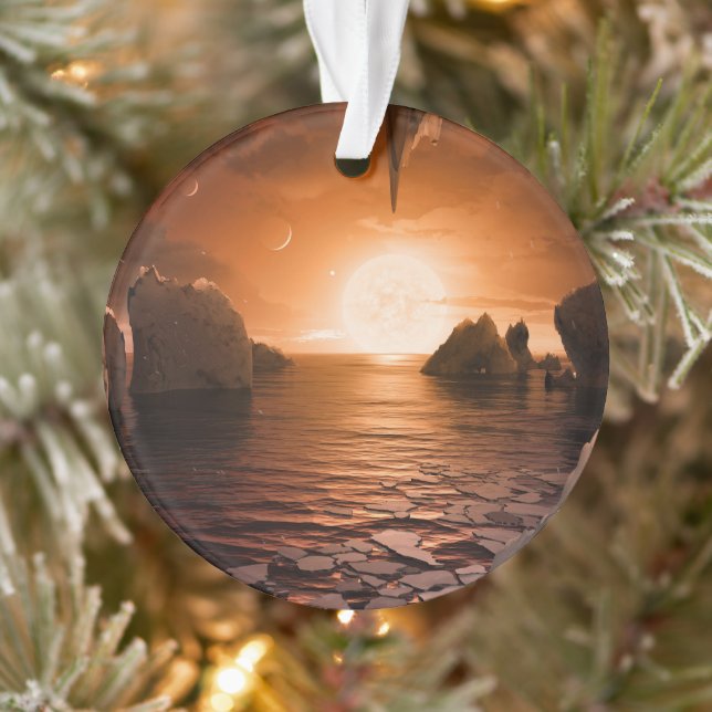 Ornamento Exoplanetário Trapist-1f Do Lado Noturno Icy. (Árvore)