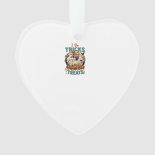 Ornamento Faça Truques Guloseimas Halloween Pug Bruxa Chapéu