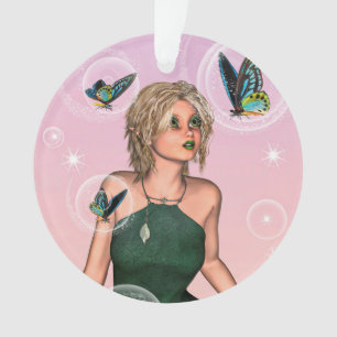 Ornamento Fada Borboleta Brilhante Arte de Fantasia