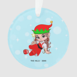 Ornamento Fada de Natal Elfo Segurando uma Estrela