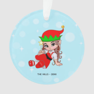 Ornamento Fada de Natal Elfo Segurando uma Estrela