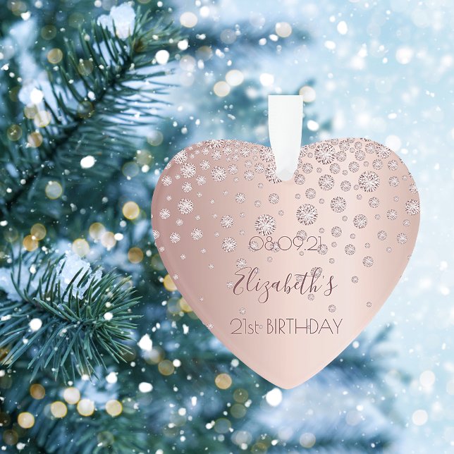 Ornamento faísca 21 de rosa de ouro de aniversário de 21 ano (Criador carregado)