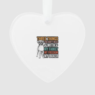 Ornamento Família de Cachorro Boxer Desenho de Camisa Vintag