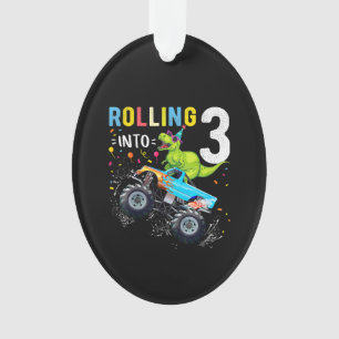 Ornamento Família de Caminhões Monstros Dinossauros, 3 anos