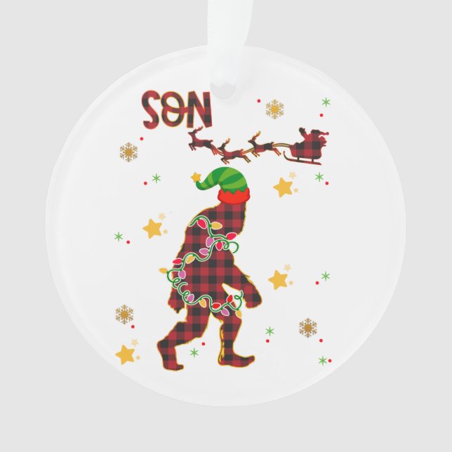 Ornamento Família Filho do Pé Grande Sasquatch Natal  (Frente)